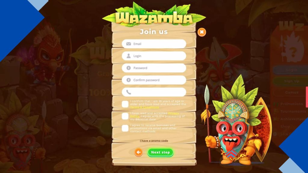 How to register on Wazamba 